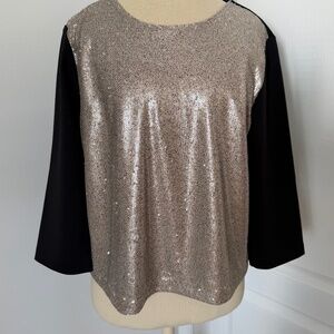 nicole by Nicole Miller Gold Sequin and Black Women's Top Sz XL NWT